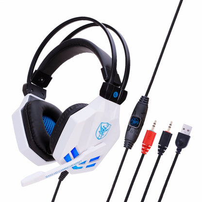 Soyto SY850MV Luminous Gaming Computer Headset For PC (White Blue) - Multimedia Headset by Soyto | Online Shopping UK | buy2fix