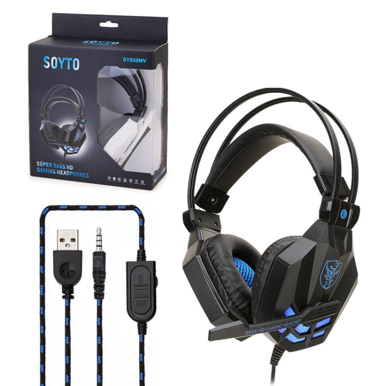 Soyto SY850MV Luminous Gaming Computer Headset For PS4 (Red Blue) - Multimedia Headset by Soyto | Online Shopping UK | buy2fix