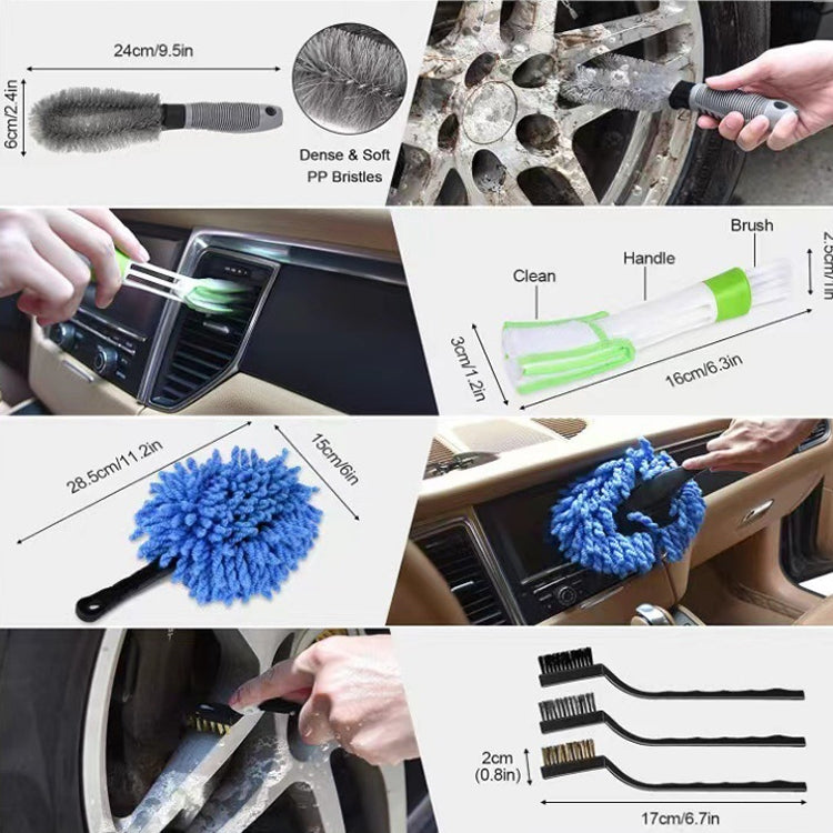 19 PCS / Set Car Wheel Cleaning Brush Interior Detail Brush - In Car by buy2fix | Online Shopping UK | buy2fix