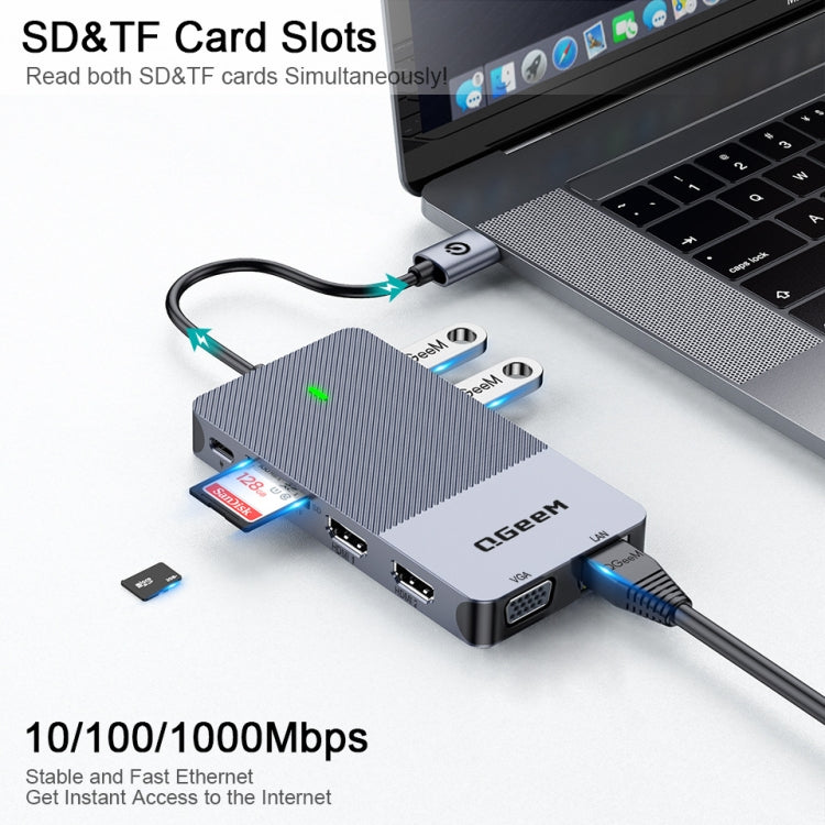 QGeeM 11 In 1 Multifunctional Type-C Extension HUB Adapter(  QG-D3908) - USB HUB by QGeeM | Online Shopping UK | buy2fix