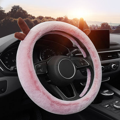 Antler Thick Plush Steering Wheel Cover, Style: D Type (Gray) - In Car by buy2fix | Online Shopping UK | buy2fix