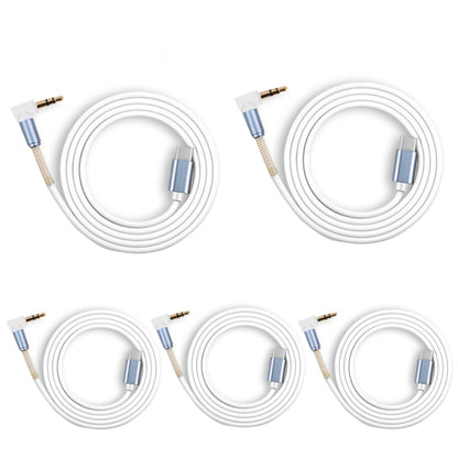 5 PCS Type-c/USB-c To 3.5mm Male Elbow Spring Audio Adapter Cable, Cable Length: 1m(White) -  by buy2fix | Online Shopping UK | buy2fix