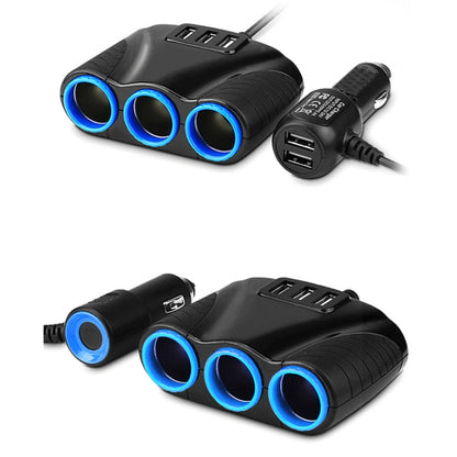 2 PCS 120W Multifunctional USB 3 In 1 Car Cigarette Lighter Car Charger, Style: 5 Ports(Blue Black) - In Car by buy2fix | Online Shopping UK | buy2fix