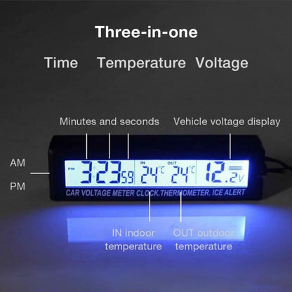 Car Inside And Outside Dual Temperature+Clock+Voltage LED Electronic Display(Orange+Blue) - In Car by buy2fix | Online Shopping UK | buy2fix