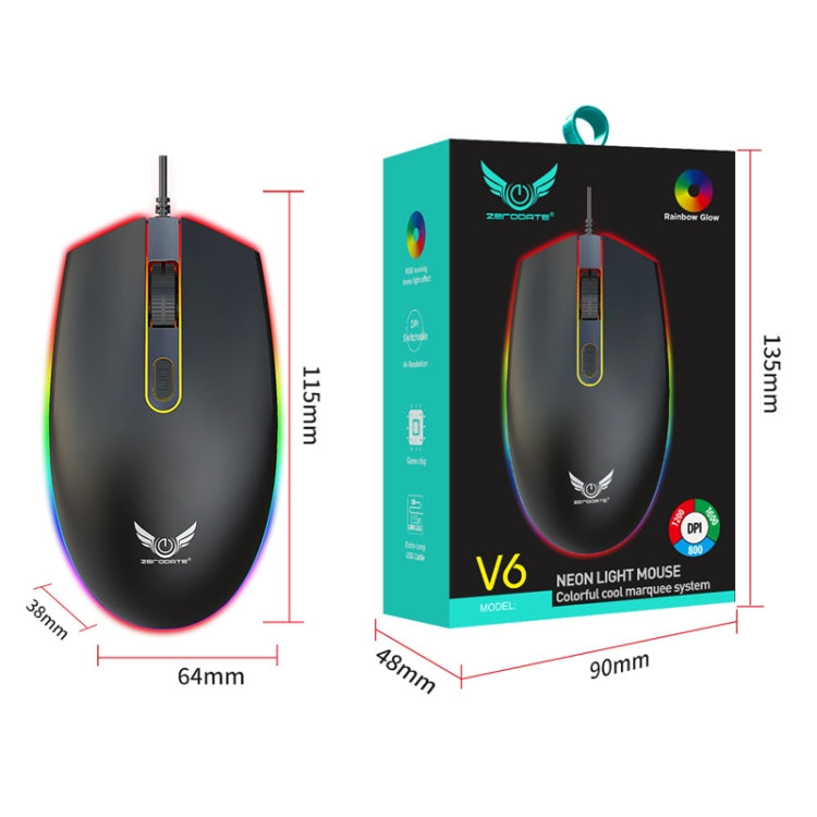 Zerodate V6 4 Keys 1600DPI Game Colorful RGB Marquee USB Wired Mouse, Cable Length: 1.35m(Pink) - Wired Mice by buy2fix | Online Shopping UK | buy2fix
