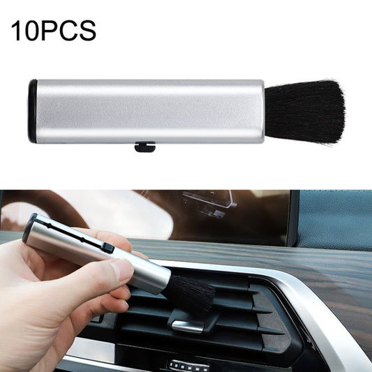 10 PCS Car Air Conditioner Air Outlet Telescopic Cleaning Brush, Color: Silver - In Car by buy2fix | Online Shopping UK | buy2fix