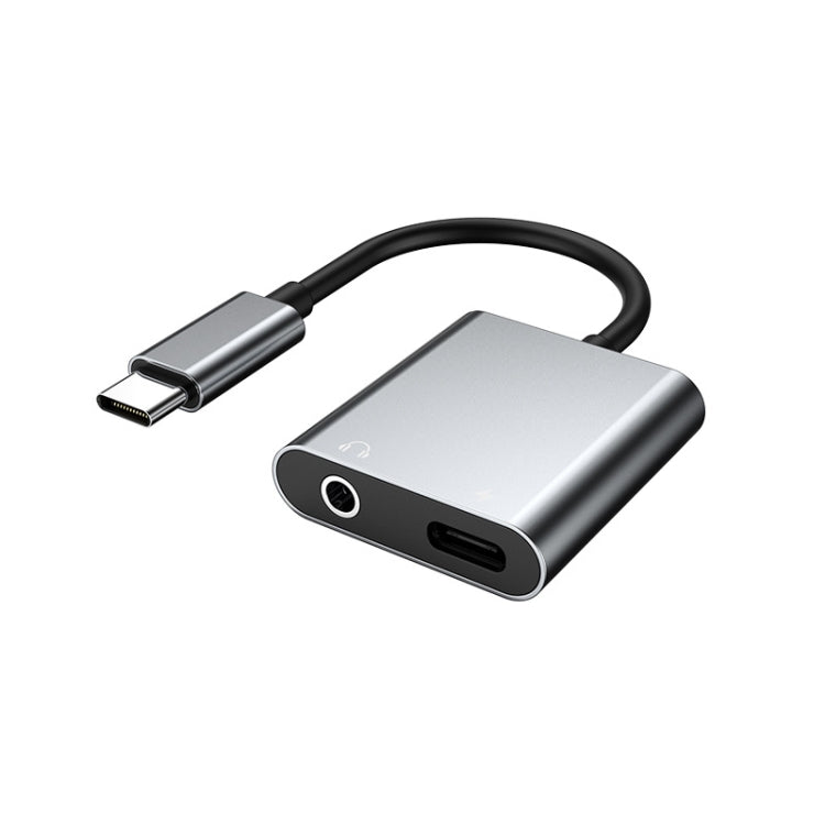 2 In 1 Type-C/USB-C PD 60W Digital Audio Adapter, Spec: Type-C+3.5mm (Silver Gray) - Type-C Adapter by buy2fix | Online Shopping UK | buy2fix