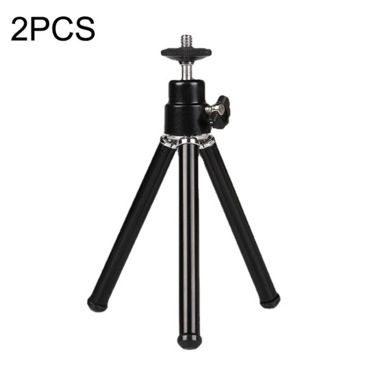 2PCS Projector Phone Stand Desktop Portable Telescopic Mini Metal Tripod, Style: 2 Sections (Black) - Camera Accessories by buy2fix | Online Shopping UK | buy2fix