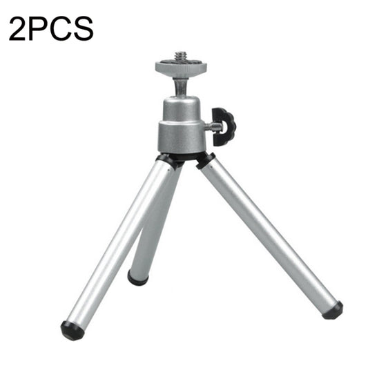 2PCS Projector Phone Stand Desktop Portable Telescopic Mini Metal Tripod, Style: 2 Sections (Silver) - Camera Accessories by buy2fix | Online Shopping UK | buy2fix