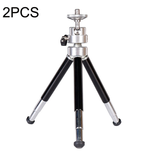 2PCS Projector Phone Stand Desktop Portable Telescopic Mini Metal Tripod, Style: 3 Sections (Black) - Camera Accessories by buy2fix | Online Shopping UK | buy2fix