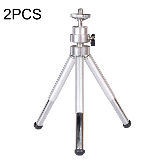 2PCS Projector Phone Stand Desktop Portable Telescopic Mini Metal Tripod, Style: 3 Sections (Silver) - Camera Accessories by buy2fix | Online Shopping UK | buy2fix