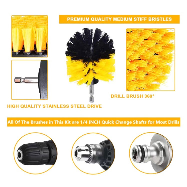 6 PCS / Set Electric Drill Head Car Tire Floor Crevice Cleaning Brush(Yellow) - In Car by buy2fix | Online Shopping UK | buy2fix