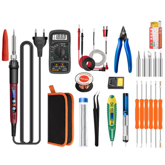 ANENG SL103 25pcs/set Intelligent Digital Display Temperature Adjustment Household Constant Temperature Soldering Iron Set 60W Internal Heat Welding Tool Kit(EU Plug) - Electric Soldering Iron by ANENG | Online Shopping UK | buy2fix