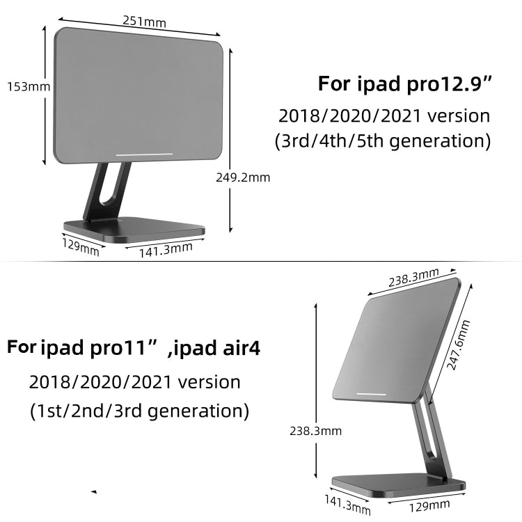 X27 Desktop Folding Rotating Tablet Magnetic Bracket For iPad Pro 11 inch (2018/2020/2021)(Silver) - Desktop Holder by buy2fix | Online Shopping UK | buy2fix