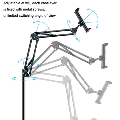 135cm Mobile Phone Tablet Live Broadcast Bedside Lifting Bracket Cantilever Floor Model (Black) - Lazy Bracket by buy2fix | Online Shopping UK | buy2fix