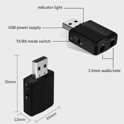 ZF-169 PLUS 3 In 1 Car USB Bluetooth 5.0 Audio Adapter - Apple Accessories by buy2fix | Online Shopping UK | buy2fix