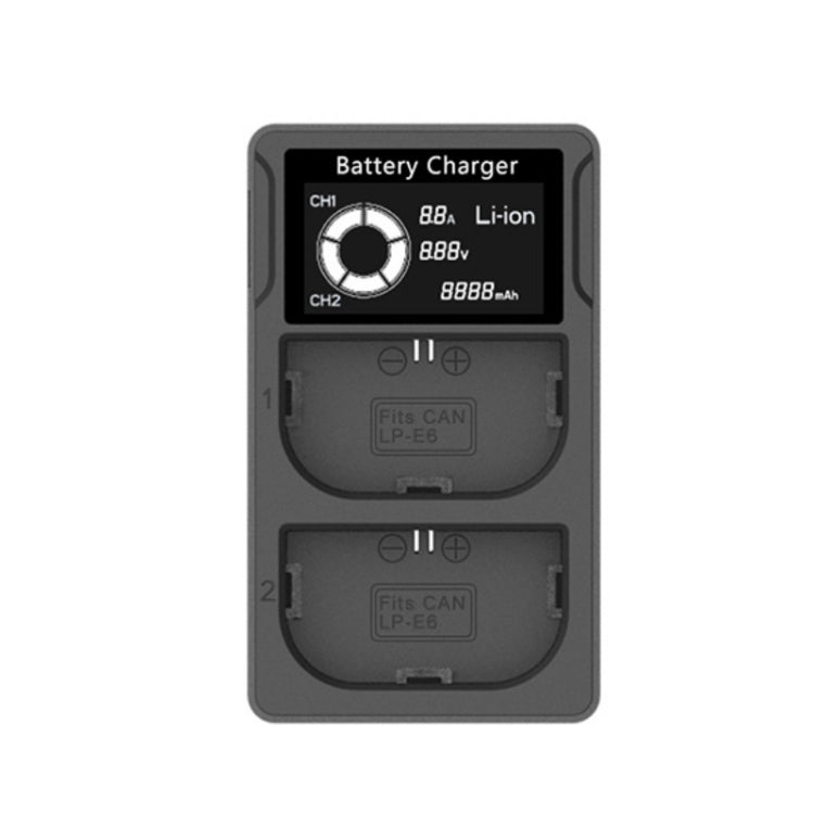 LP-E6 USB LCD Dual Charger Camera Battery Charger - Camera Accessories by buy2fix | Online Shopping UK | buy2fix