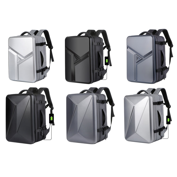 Large-capacity Waterproof Expandable Hard Shell Backpack with USB Charging Hole(161 Light Grey) - Backpack by buy2fix | Online Shopping UK | buy2fix