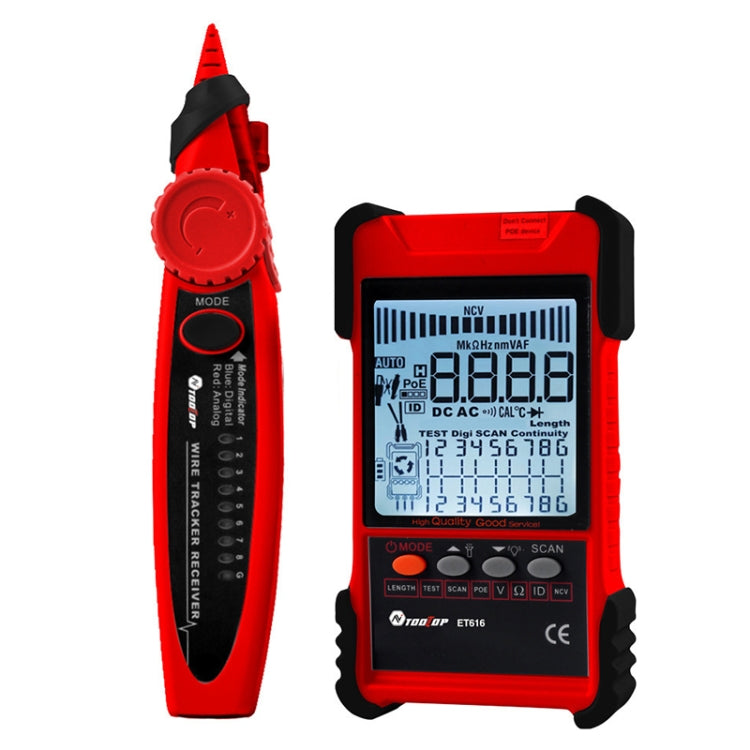 ET616  Rechargeable Adjustable Network Cable Tester Wire Tracker POE Cable Tester (Red) - Current & Voltage Tester by buy2fix | Online Shopping UK | buy2fix