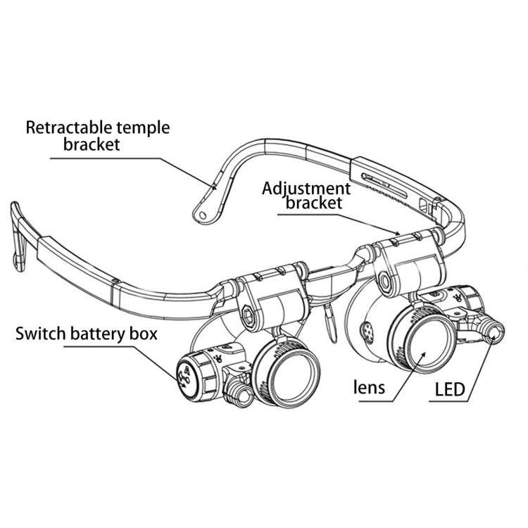 9892H-1  8x / 15x / 23x  2LED Head-mounted Magnifier Watch Repair Glasses Type Magnifier - Consumer Electronics by buy2fix | Online Shopping UK | buy2fix