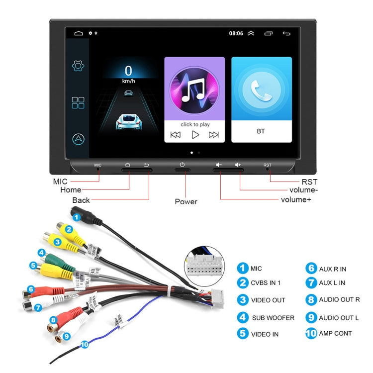 7 inch Carplay GPS Navigation Reverse Integrated Machine, Style: Standard+12 Light Camera(1+16G) - In Car by buy2fix | Online Shopping UK | buy2fix