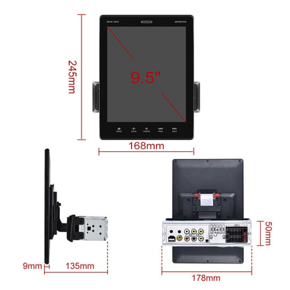 C800 9.5 Inch MP5 Single Butt Carplay Player, Style: Standard+12 Light Camera - In Car by buy2fix | Online Shopping UK | buy2fix