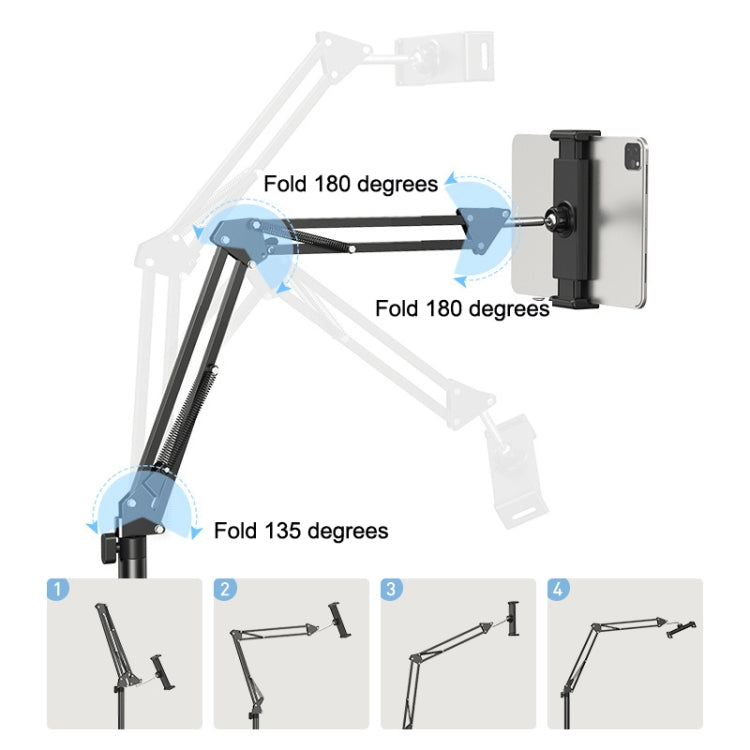 SSKY L10 Home Cantilever Ground Phone Holder Tablet Support Holder, Style: Fixed+Desktop Clip (White) - Lazy Bracket by SSKY | Online Shopping UK | buy2fix