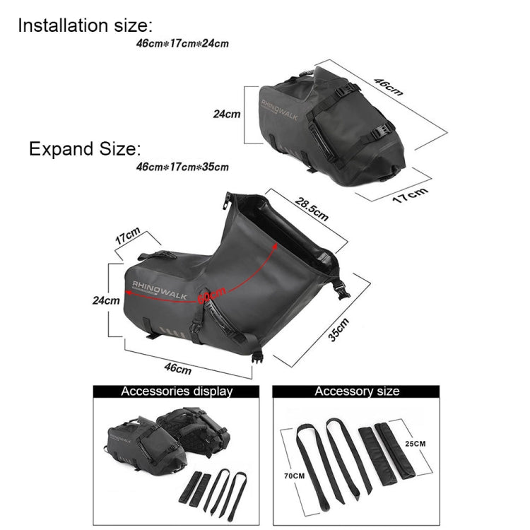 Rhinowalk MT1428 Large-capacity Waterproof and Wear-resistant Motorcycle Double-side Bag(Black) - In Car by buy2fix | Online Shopping UK | buy2fix