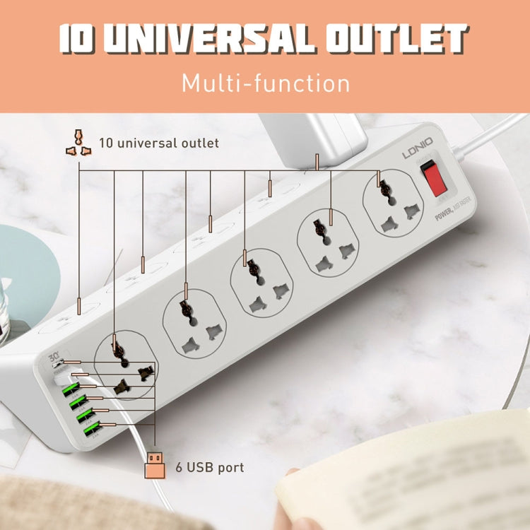 LDNIO SC10610 30W 10+6 Ports Multifunctional Travel Home Office Fast Charging Socket, Spec: UK Plug - Extension Socket by LDNIO | Online Shopping UK | buy2fix