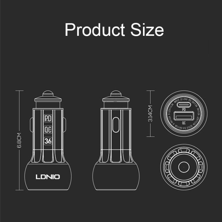 LDNIO C1 36W PD + QC 3.0 Car Fast Charger High Power Smart USB Car Charger with USB-C/Type-C Cable - In Car by LDNIO | Online Shopping UK | buy2fix