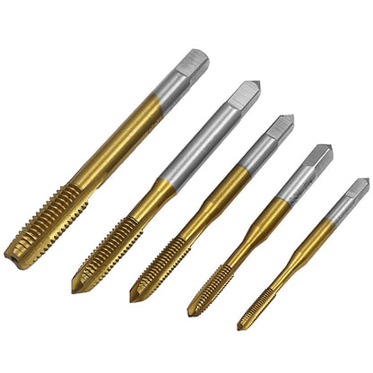M3-M8 Titanium Plated Straight Slot Tap HSS Tapping Inner Thread Set - Drill & Drill Bits by buy2fix | Online Shopping UK | buy2fix