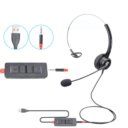 VT200 Single Ear Telephone Headset Operator Headset With Mic,Spec: 3.5mm Single Plug To USB - Consumer Electronics by buy2fix | Online Shopping UK | buy2fix