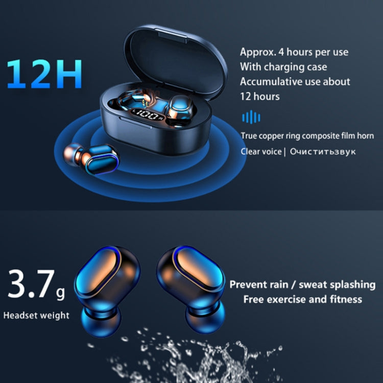 E7s Digital Sports Waterproof TWS Bluetooth 5.0 In-Ear Headphones(White) - TWS Earphone by buy2fix | Online Shopping UK | buy2fix