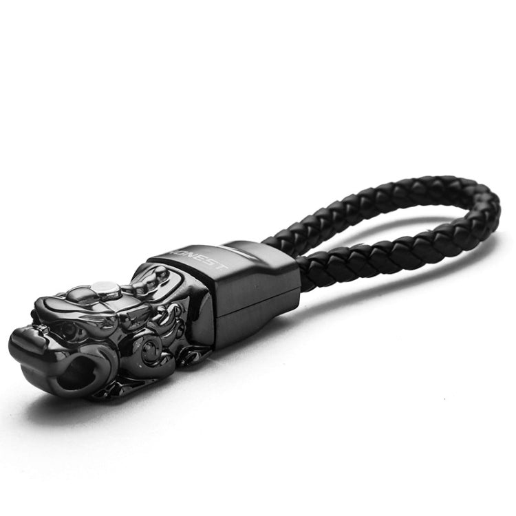Braided Leather Rope Brave Troops Keychain With LED Light Metal Pendant(Golden+Golden Rope) - In Car by buy2fix | Online Shopping UK | buy2fix