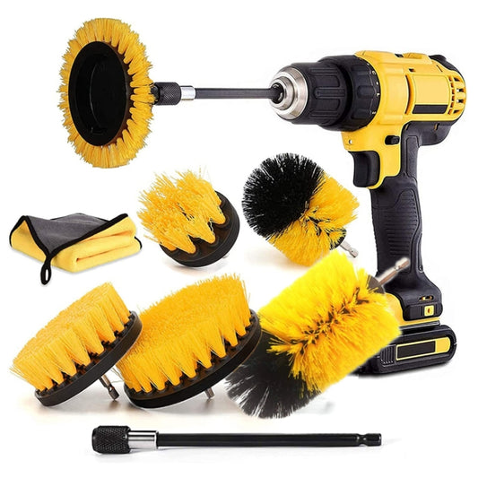 8 In 1 Electric Drill Crevice Cleaning Brush Car Wash Tool Set, Size: B Model(Yellow) - In Car by buy2fix | Online Shopping UK | buy2fix