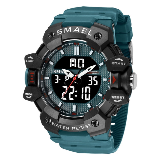 SMAEL 8080 Outdoor Sports Waterproof Multifunctional Glowing Double Dial Watch(Green) - Sport Watches by SMAEL | Online Shopping UK | buy2fix