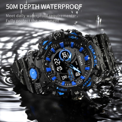 SMAEL 8081 Multifunctional Waterproof Luminous Numeric Digital Dual Display Outdoor Sports Watch(Black White) - LED Digital Watches by SMAEL | Online Shopping UK | buy2fix