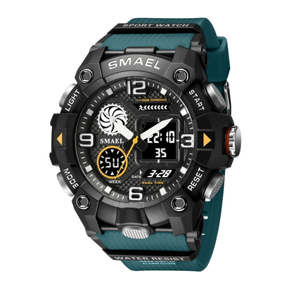 SMAEL 8055 Large Dial Sports Outdoor Waterproof Luminous Multifunctional Electronic Watch(Green) - Sport Watches by SMAEL | Online Shopping UK | buy2fix