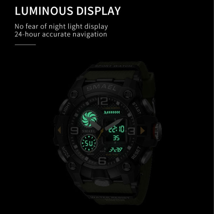 SMAEL 8055 Large Dial Sports Outdoor Waterproof Luminous Multifunctional Electronic Watch(Green) - Sport Watches by SMAEL | Online Shopping UK | buy2fix