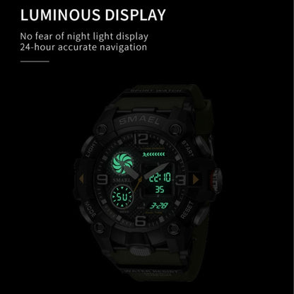 SMAEL 8055 Large Dial Sports Outdoor Waterproof Luminous Multifunctional Electronic Watch(Green) - Sport Watches by SMAEL | Online Shopping UK | buy2fix