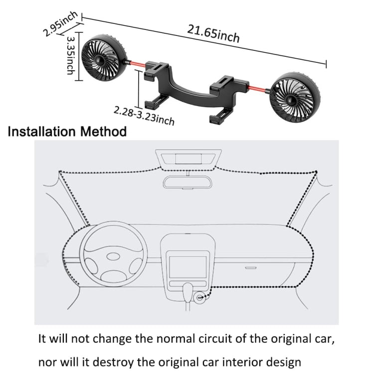 Car Universal Rearview Mirror USB Double Head Electric Fan, Size: 4 inch 5V - Heating & Fans by buy2fix | Online Shopping UK | buy2fix