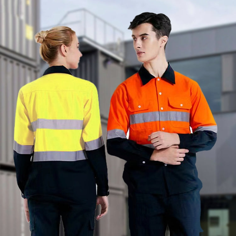 Pure Cotton Long-sleeved Reflective Clothes Overalls Work Clothes, Size: L(Yellow+Gray Top) - Workplace Safety Supplies by buy2fix | Online Shopping UK | buy2fix