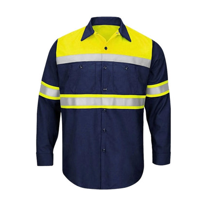 Pure Cotton Long-sleeved Reflective Clothes Overalls Work Clothes, Size: M(Yellow +Blue Top) - Workplace Safety Supplies by buy2fix | Online Shopping UK | buy2fix