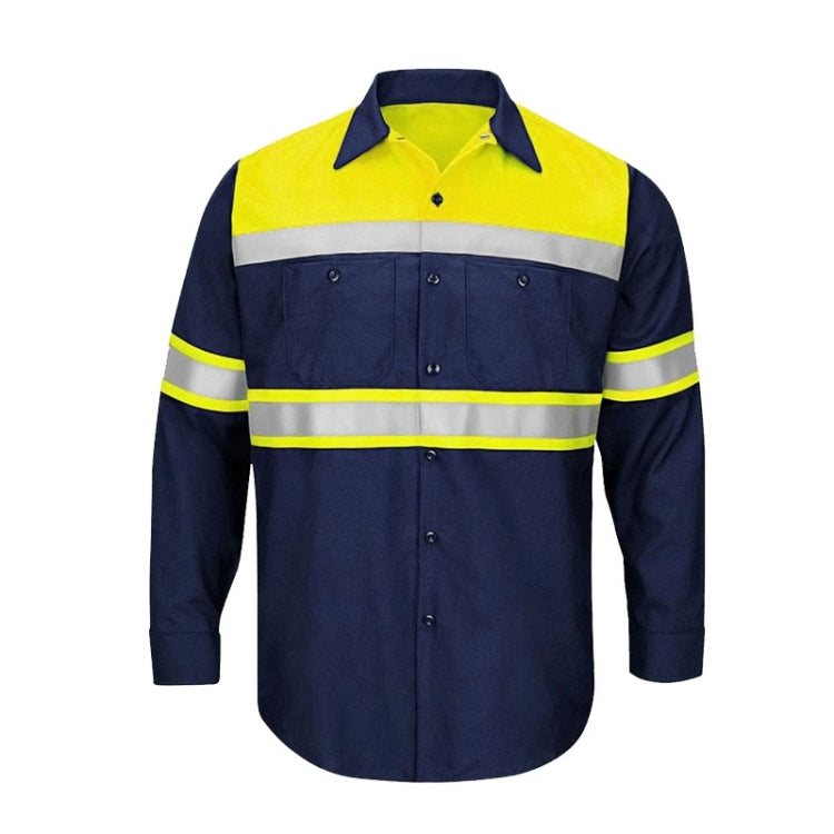 Pure Cotton Long-sleeved Reflective Clothes Overalls Work Clothes, Size: XXXL(Yellow +Blue Top) - Workplace Safety Supplies by buy2fix | Online Shopping UK | buy2fix