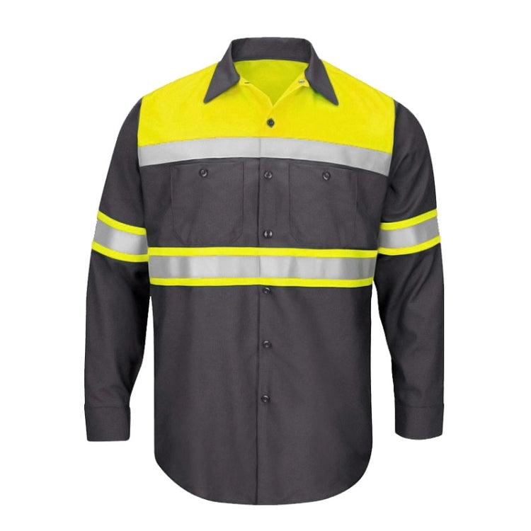 Pure Cotton Long-sleeved Reflective Clothes Overalls Work Clothes, Size: XXXL(Yellow+Gray Top) - Workplace Safety Supplies by buy2fix | Online Shopping UK | buy2fix