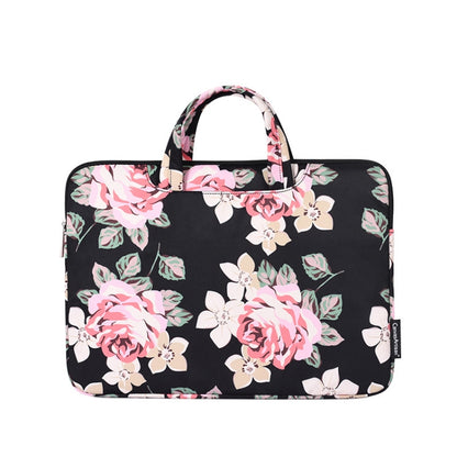 H40-B01 White Rose Pattern Laptop Case Bag Computer Liner Bag With Handle, Size: 14 Inch(Black) - 14.1 inch by buy2fix | Online Shopping UK | buy2fix