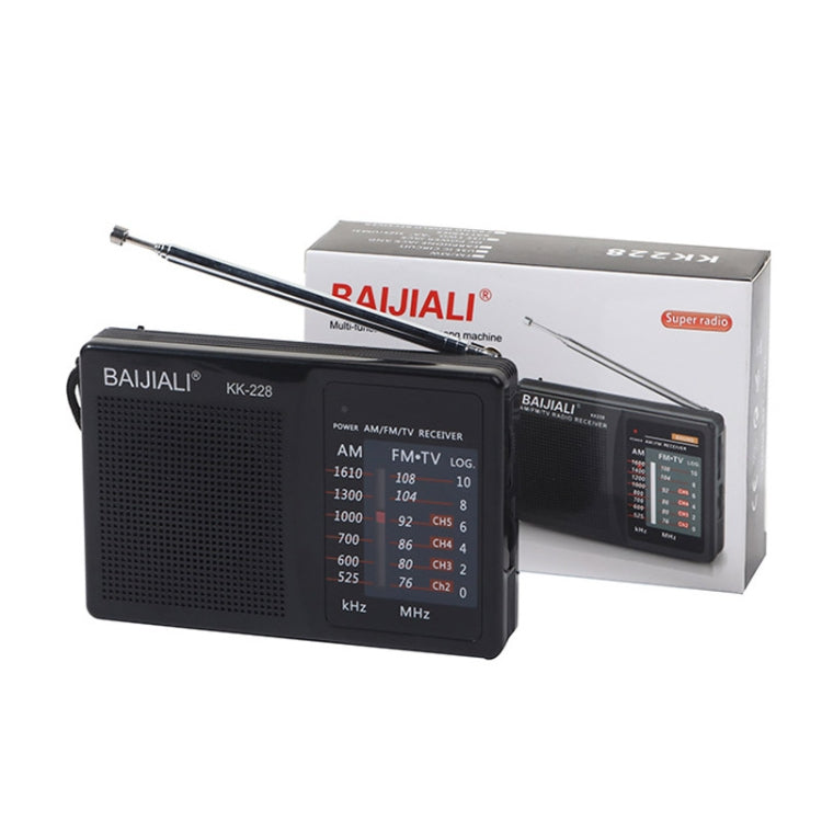 BAIJIALI BJL228 Retro Portable Two Band FM AM Radio Built-in Speaker(Black) - Radio Player by BAIJIALI | Online Shopping UK | buy2fix