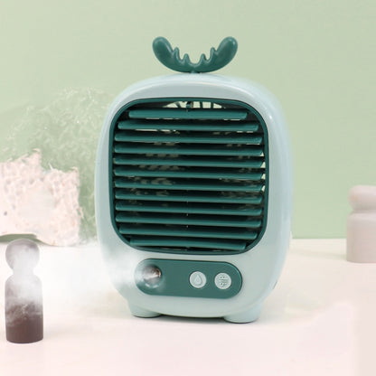 1315 Spray Humidification Hydrating Cartoon Fan USB Charging Desktop Fan(Deer Green) - Electric Fans by buy2fix | Online Shopping UK | buy2fix