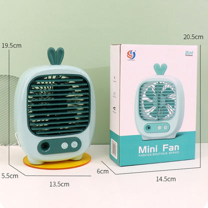 1315 Spray Humidification Hydrating Cartoon Fan USB Charging Desktop Fan(Deer Blue) - Electric Fans by buy2fix | Online Shopping UK | buy2fix