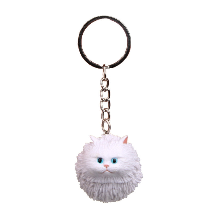 Round Little Tiger Cat Keychain Cartoon Key Ring Ornament(White) - Key Rings by buy2fix | Online Shopping UK | buy2fix